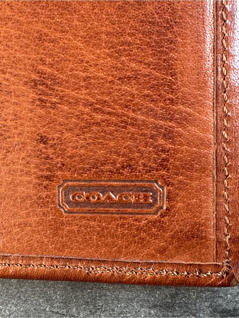 Vintage 1980s COACH Water Buffalo Hide Leather Long Wallet Unisex British Tan - Picture 3 of 9